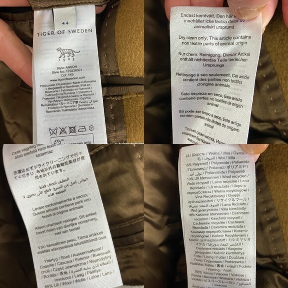 NEW Tiger of Sweden Anson Wool Cashmere Long Coat Double Breasted‎ Size XS or 44 - Picture 11 of 12